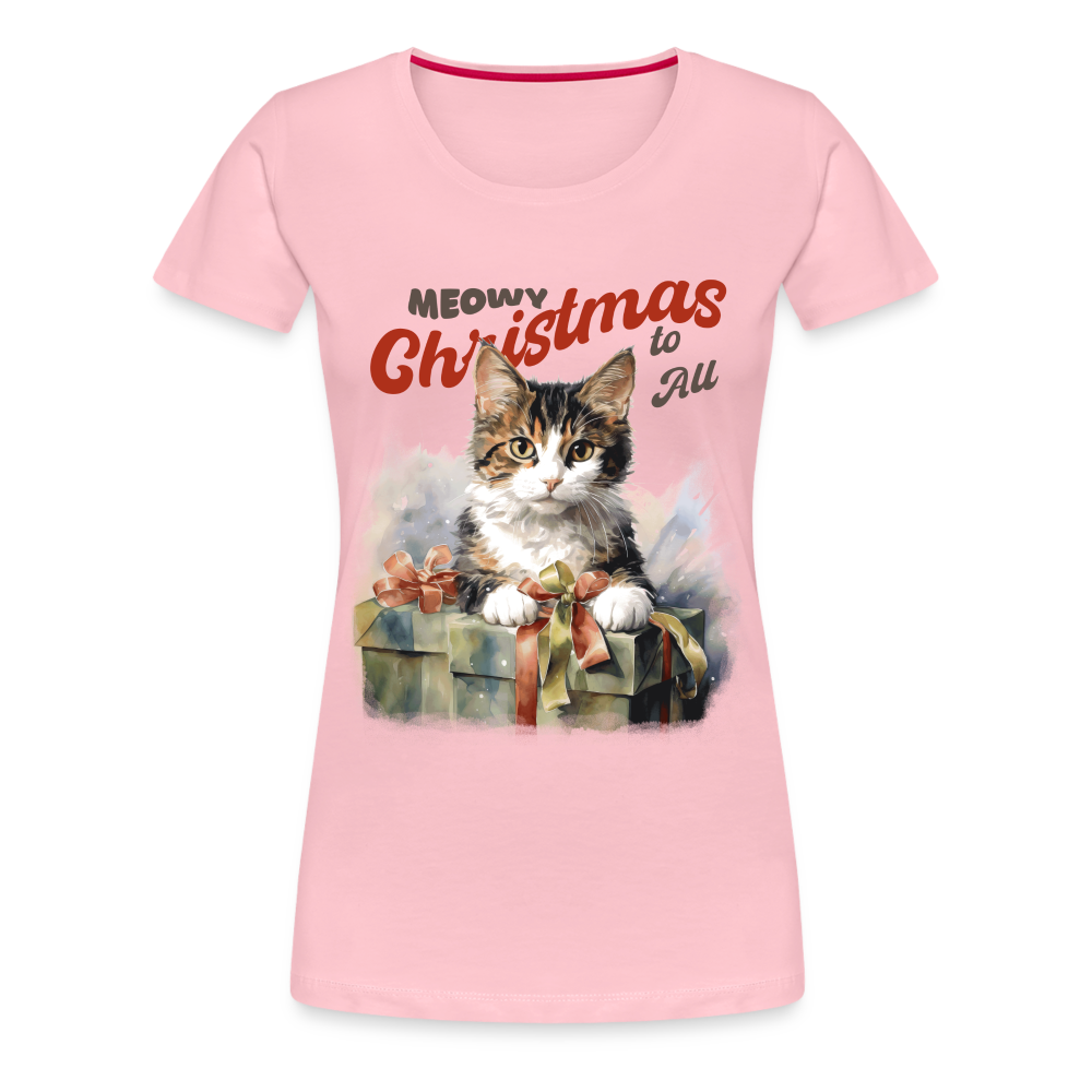Weihnachten Katze - Meow Christmas - Frauen Premium T-Shirt - Hellrosa