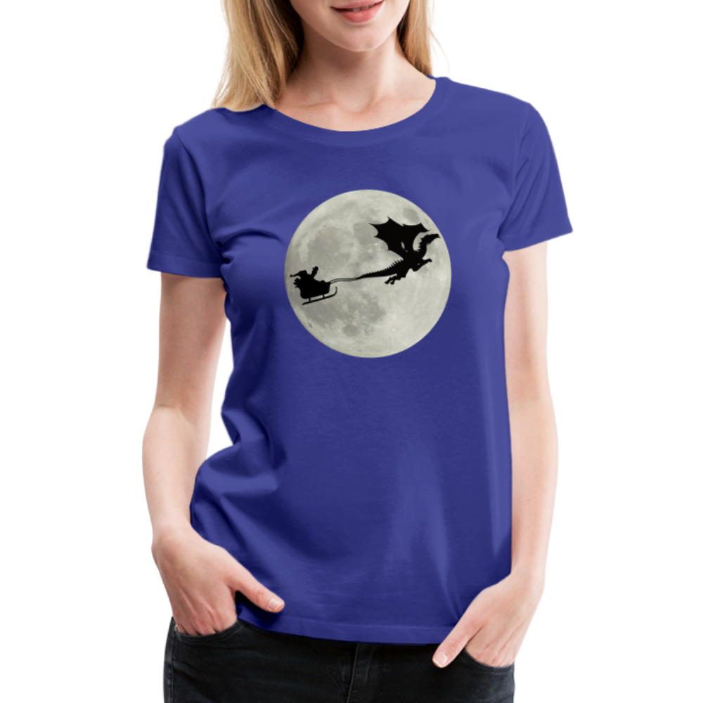 Weihnachtsmann Schlitten Drachen Mond Lustiges Geschenk Frauen Premium T-Shirt - Königsblau