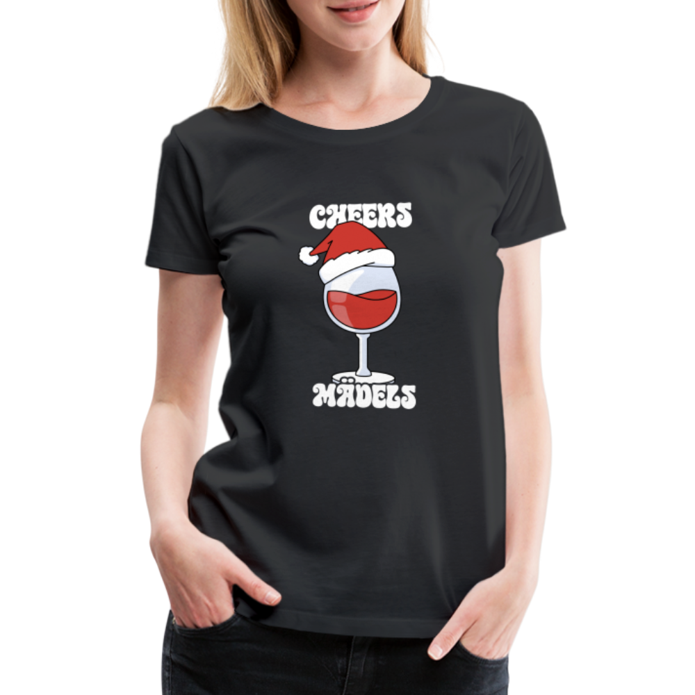 Weihnachtsoutfit Weinliebhaber Cheers Mädels Frauen Premium T-Shirt - Schwarz