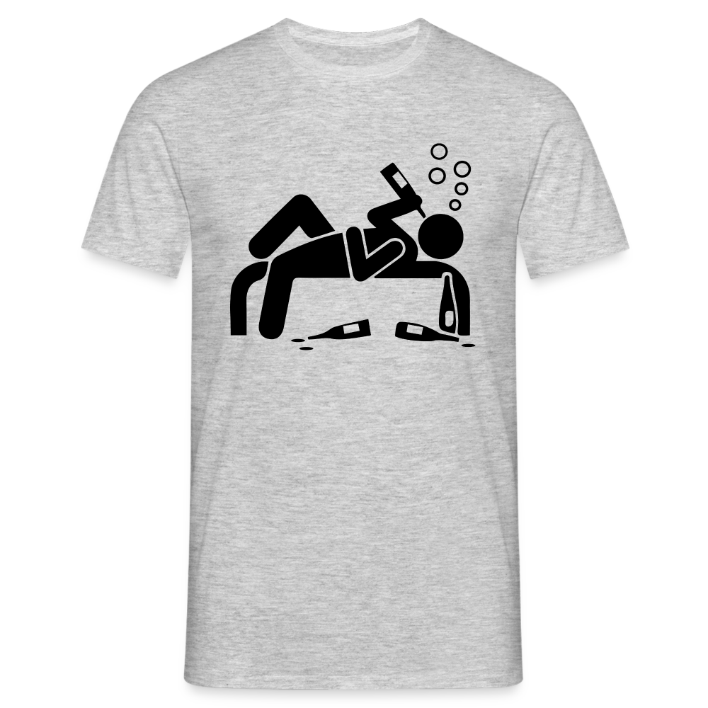 Bier Strichmännchen Betrunken auf Parkbank Lustiges T-Shirt - Grau meliert
