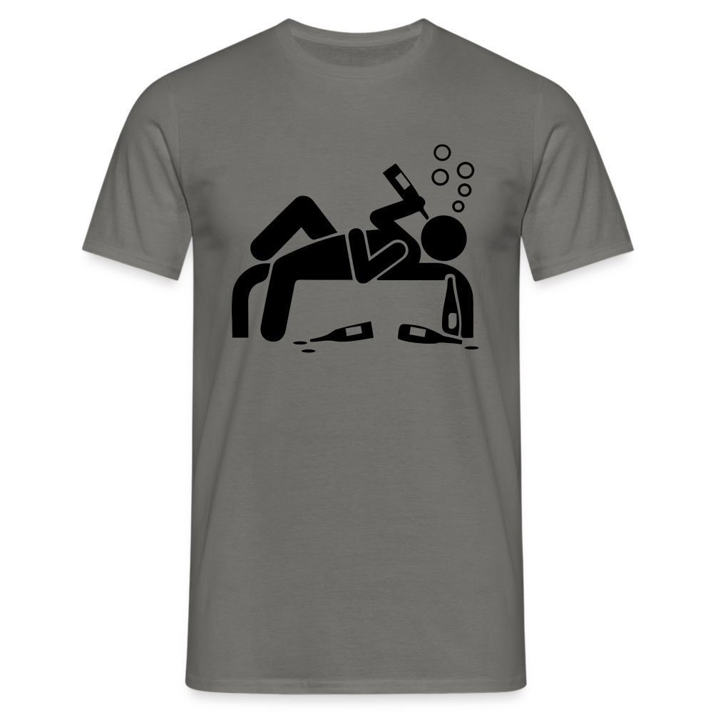 Bier Strichmännchen Betrunken auf Parkbank Lustiges T-Shirt - Graphit