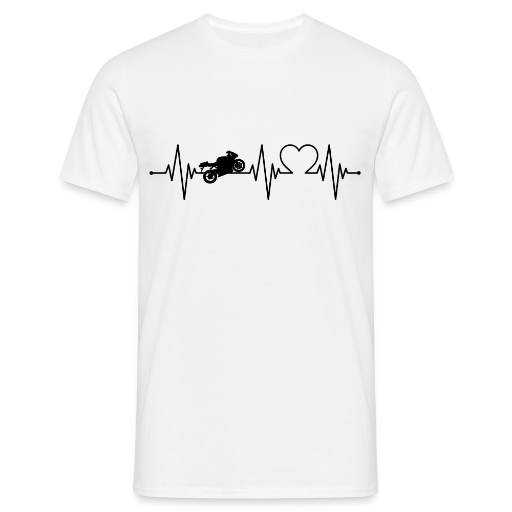 Biker Motorradfahrer EKG Motorrad Shirt - weiß