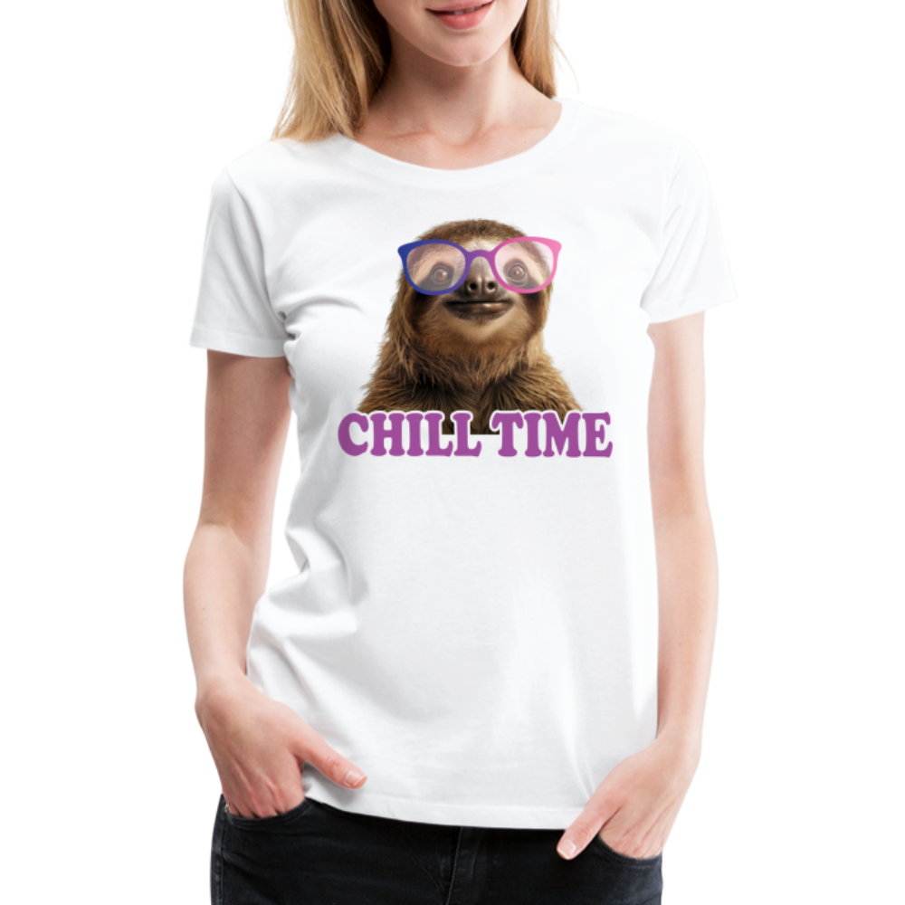 Lustiges Faultier mit Sonnenbrille Chill Time Frauen Premium T-Shirt - weiß