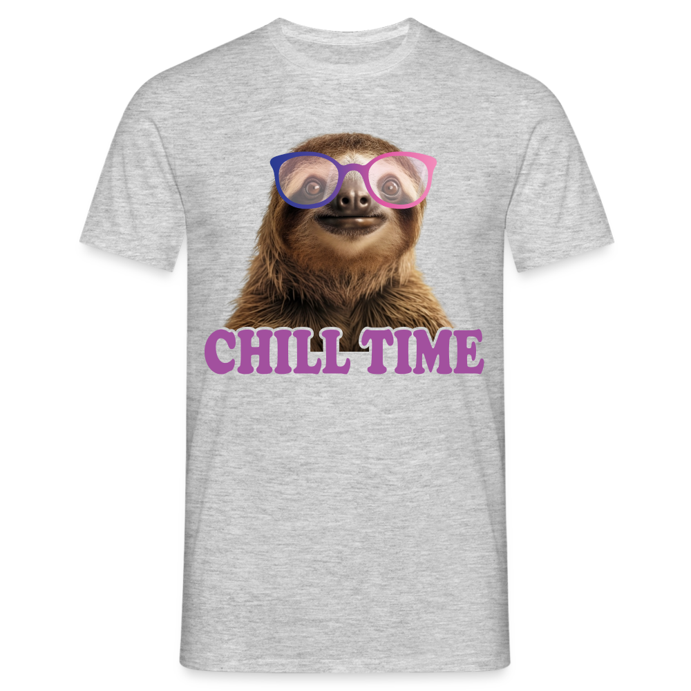 Lustiges Faultier mit Sonnenbrille Chill Time T-Shirt - Grau meliert