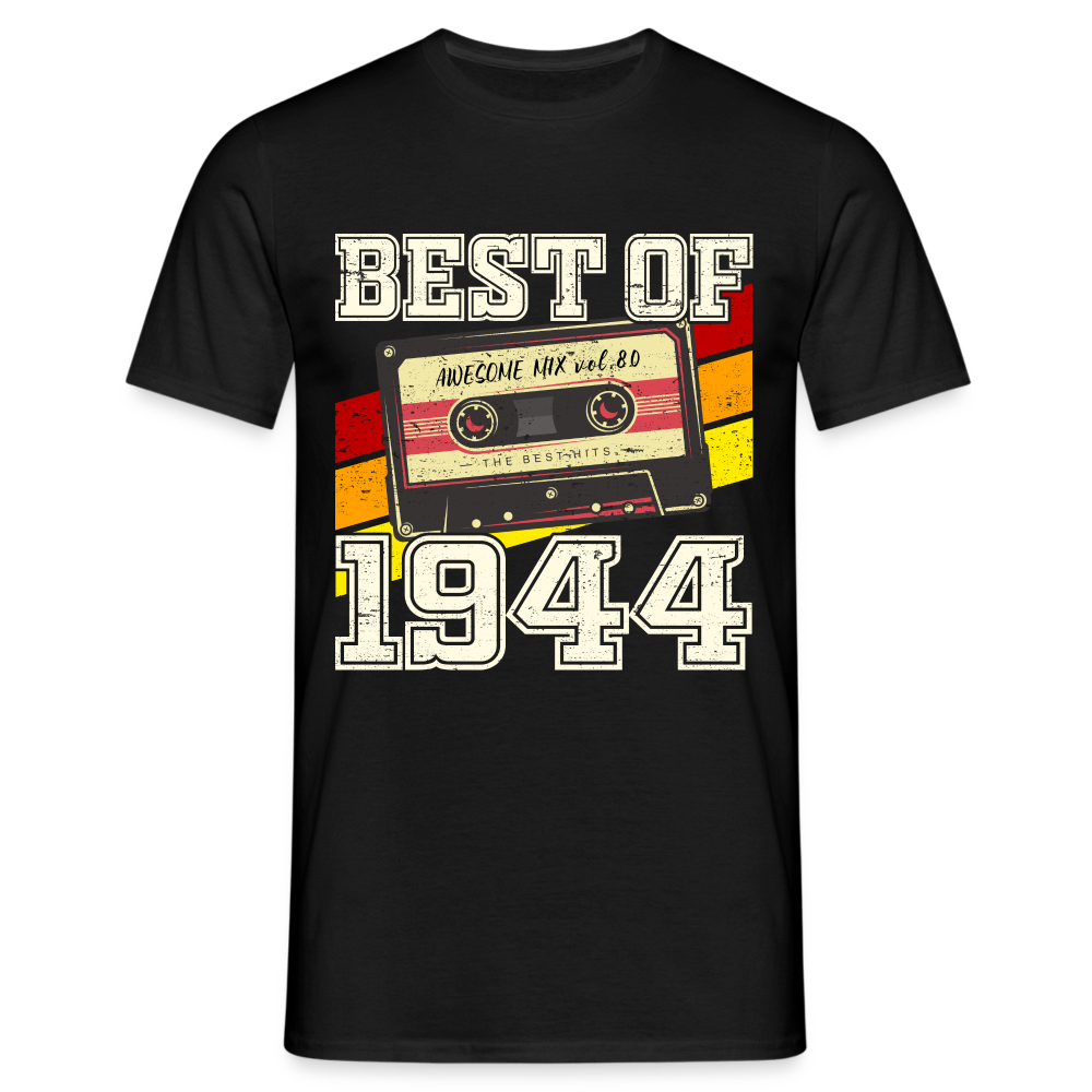 80.Geburtstag - Retro Style - Musik Kassette - Best Of 1944 - Geschenk T-Shirt - Schwarz