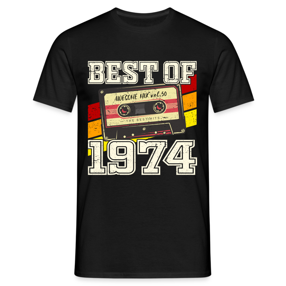 50.Geburtstag - Retro Style - Musik Kassette - Best Of 1974 - Geschenk T-Shirt - Schwarz