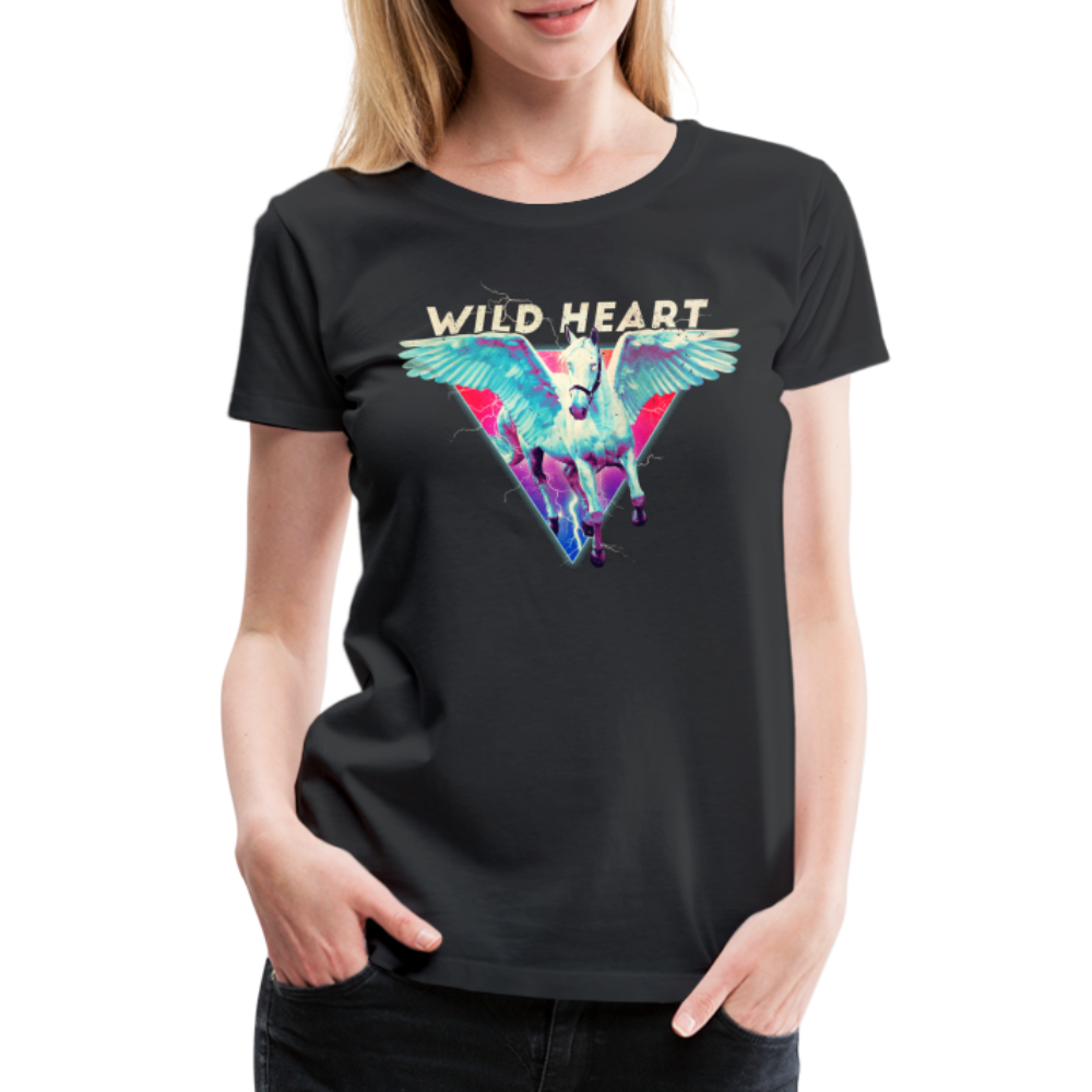 Pegasus geflügeltes Pferd Wild Heart 80s Style Frauen Premium T-Shirt - Schwarz