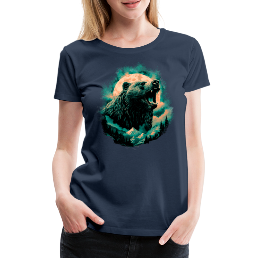 Brüllender Bär Wildnis Starker Bär Frauen Premium T-Shirt - Navy