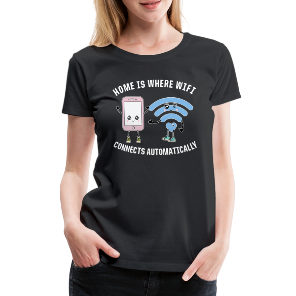 Kawaii Handy Wifi W-Lan - Home is Where Wifi Connects Lustiges Frauen Premium T-Shirt - Schwarz