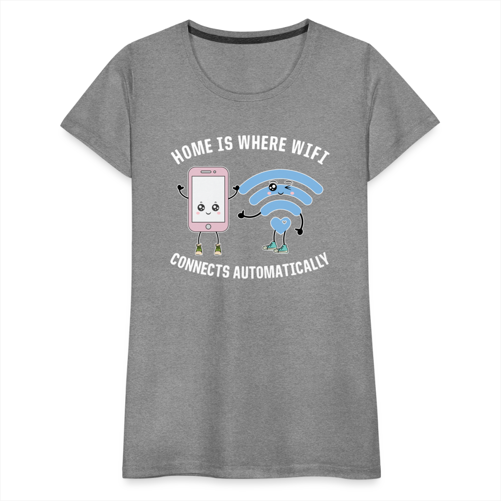 Kawaii Handy Wifi W-Lan - Home is Where Wifi Connects Lustiges Frauen Premium T-Shirt - Grau meliert
