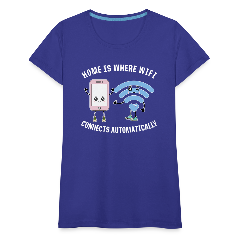 Kawaii Handy Wifi W-Lan - Home is Where Wifi Connects Lustiges Frauen Premium T-Shirt - Königsblau
