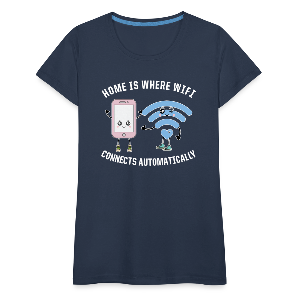 Kawaii Handy Wifi W-Lan - Home is Where Wifi Connects Lustiges Frauen Premium T-Shirt - Navy