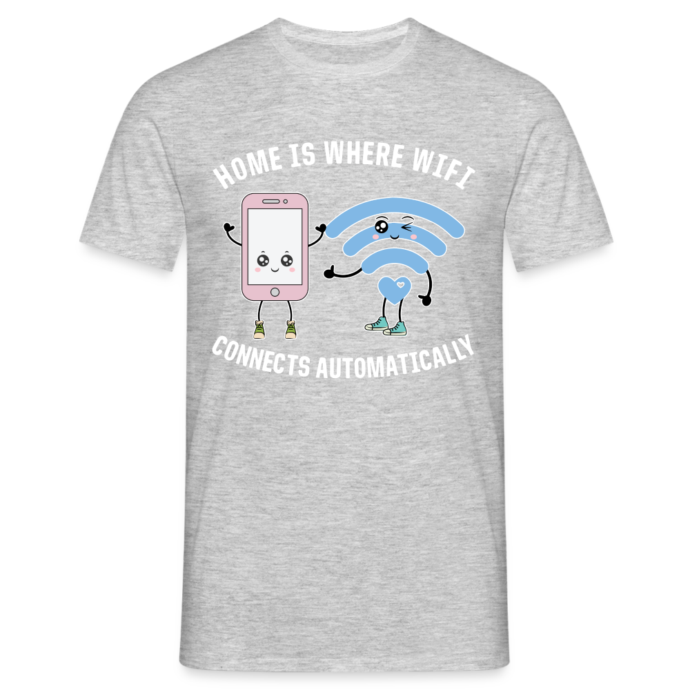 Kawaii Handy Wifi W-Lan - Home is Where Wifi Connects Lustiges T-Shirt - Grau meliert