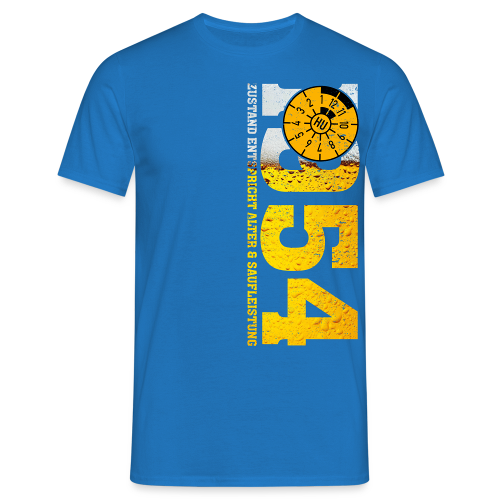 70. Geburtstag 1954 Zustand entspricht Alter und Saufleistung TÜV Bier Lustiges Mechaniker Geschenk T-Shirt - Royalblau