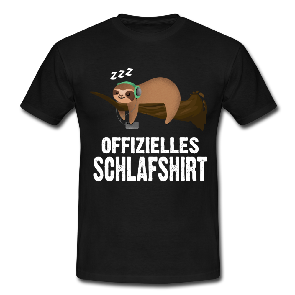 Faultier offizielles Schlafshirt Lustiges T-Shirt - Schwarz