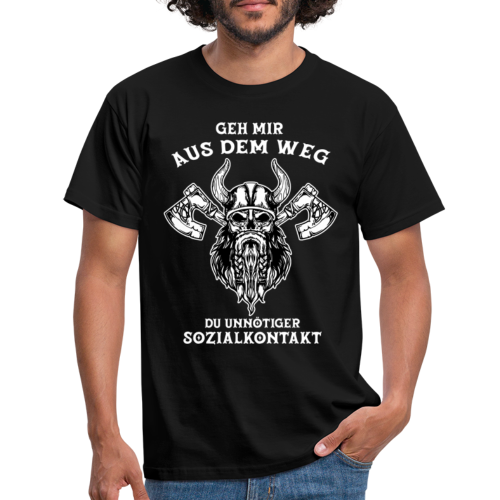 Wikinger Axt geh mir aus dem Weg Lustiges T-Shirt - Schwarz