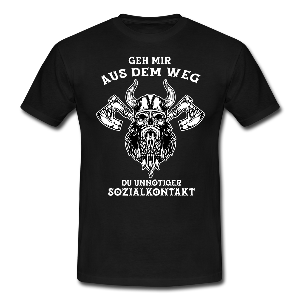 Wikinger Axt geh mir aus dem Weg Lustiges T-Shirt - Schwarz