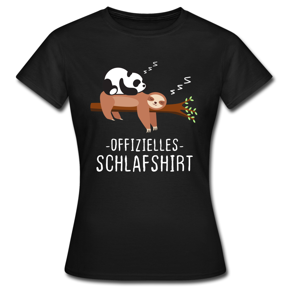 Panda Faultier Offizielles Schlafshirt Lustiges Frauen T-Shirt - Schwarz
