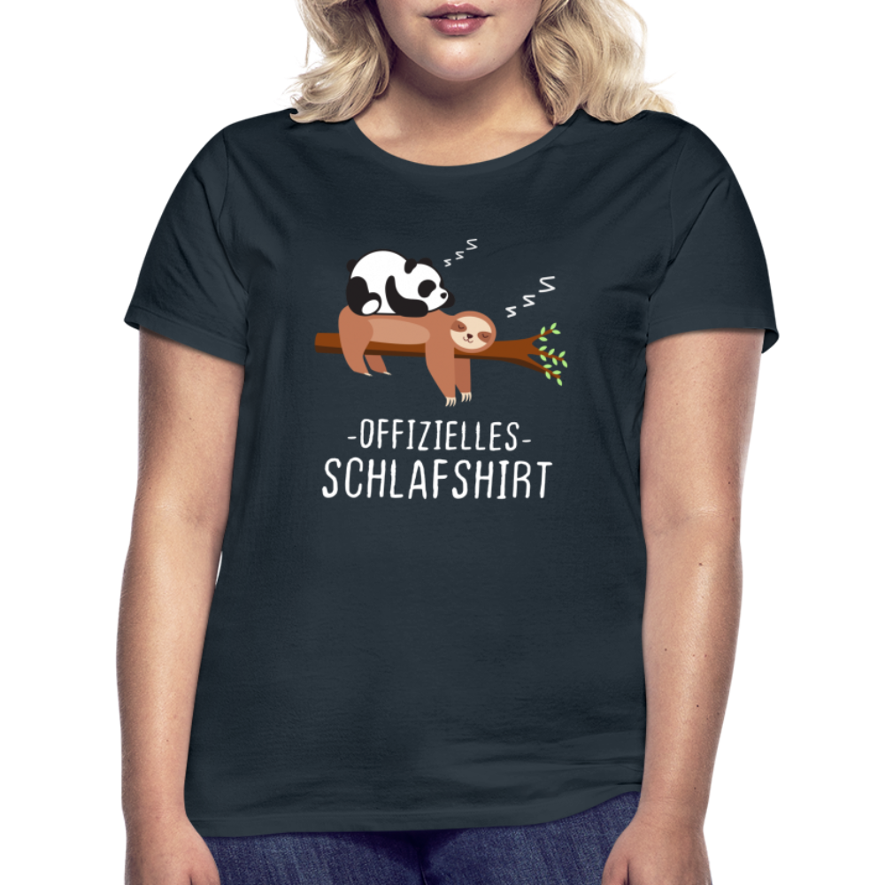 Panda Faultier Offizielles Schlafshirt Lustiges Frauen T-Shirt - Navy