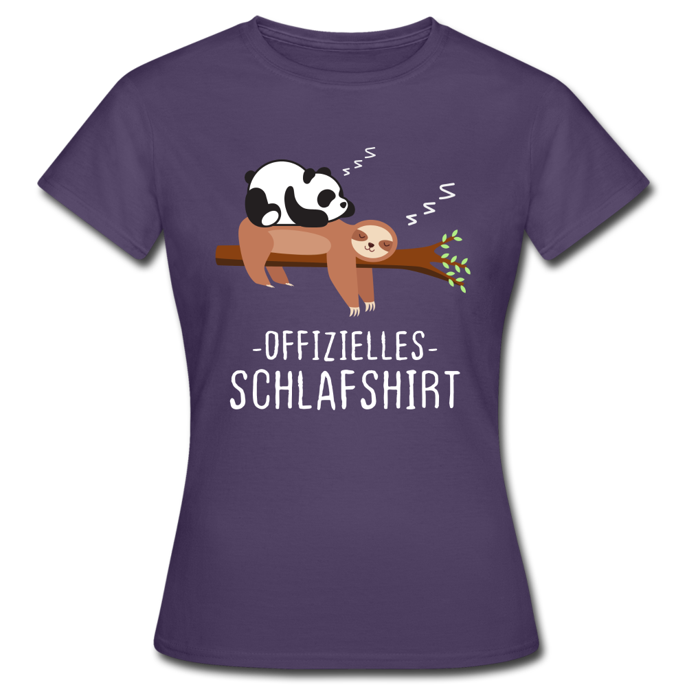 Panda Faultier Offizielles Schlafshirt Lustiges Frauen T-Shirt - Dunkellila