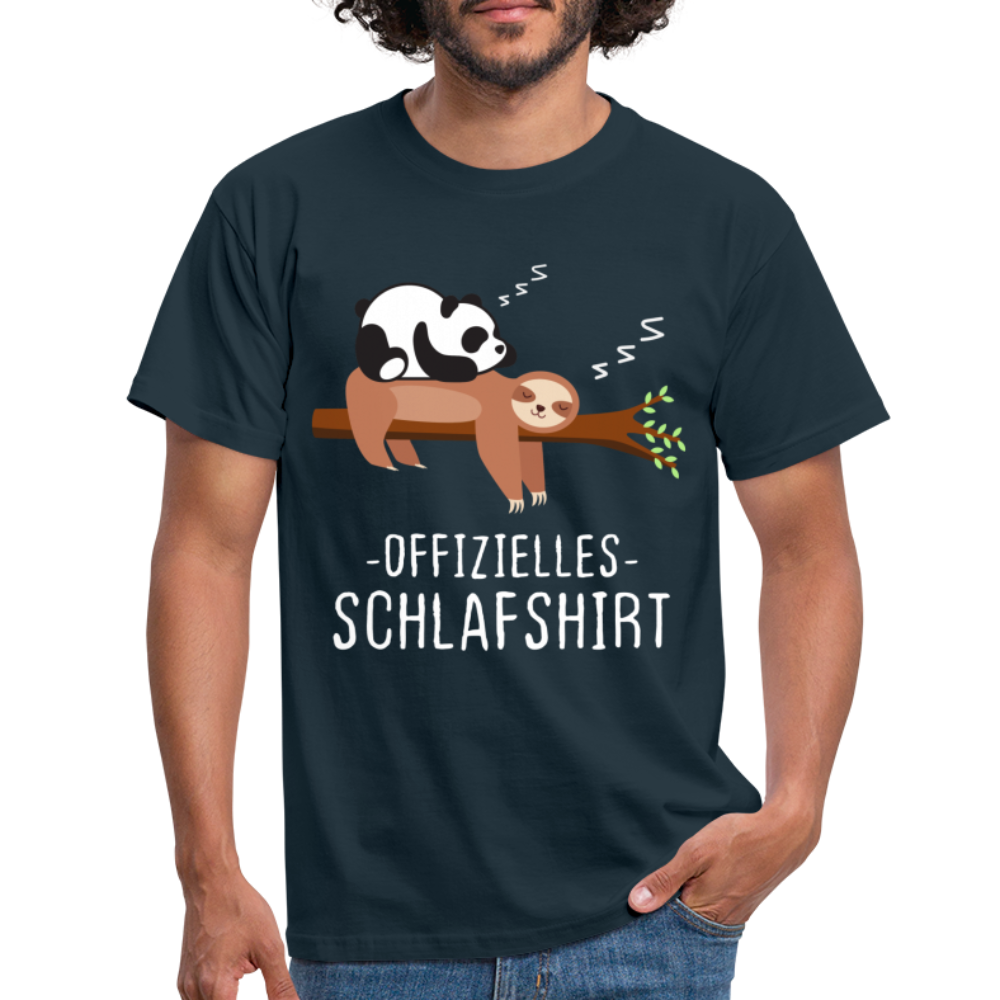 Panda Faultier Offizielles Schfafshirt Lustiges T-Shirt - Navy