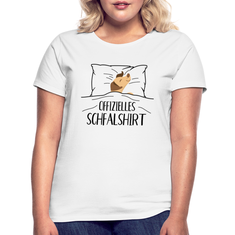 Hund im Bett Offizielles Schlafshirt Lustiges Frauen T-Shirt - Weiß
