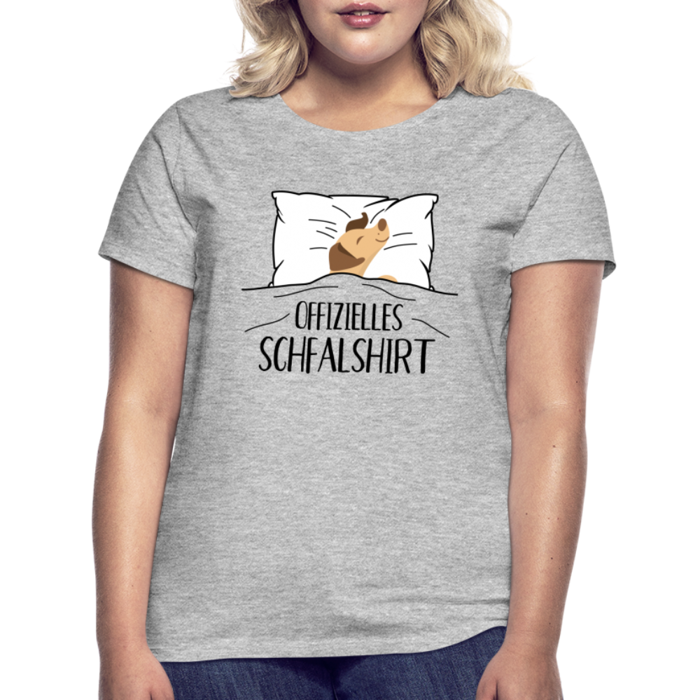 Hund im Bett Offizielles Schlafshirt Lustiges Frauen T-Shirt - Grau meliert