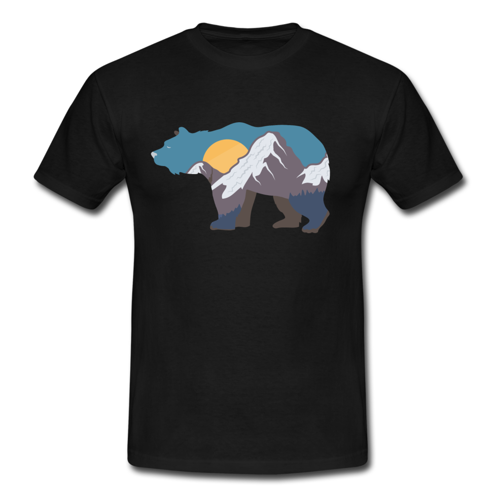 Bär Berge Sonnenaufgang Wandern Camping T-Shirt - Schwarz