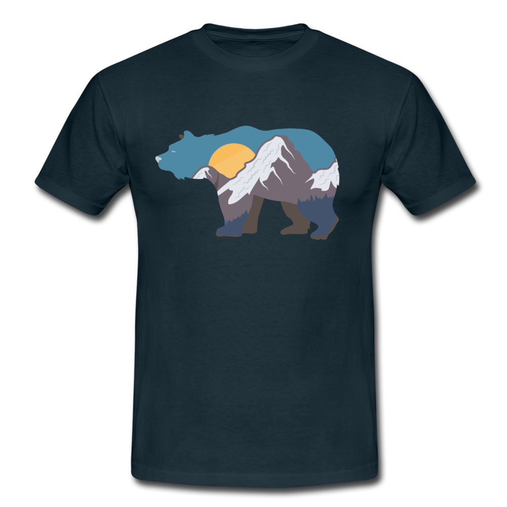 Bär Berge Sonnenaufgang Wandern Camping T-Shirt - Navy