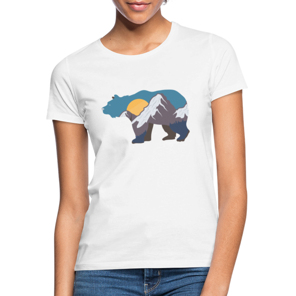 Bär Berge Sonnenaufgang Natur Wandern Camping Frauen T-Shirt - Weiß