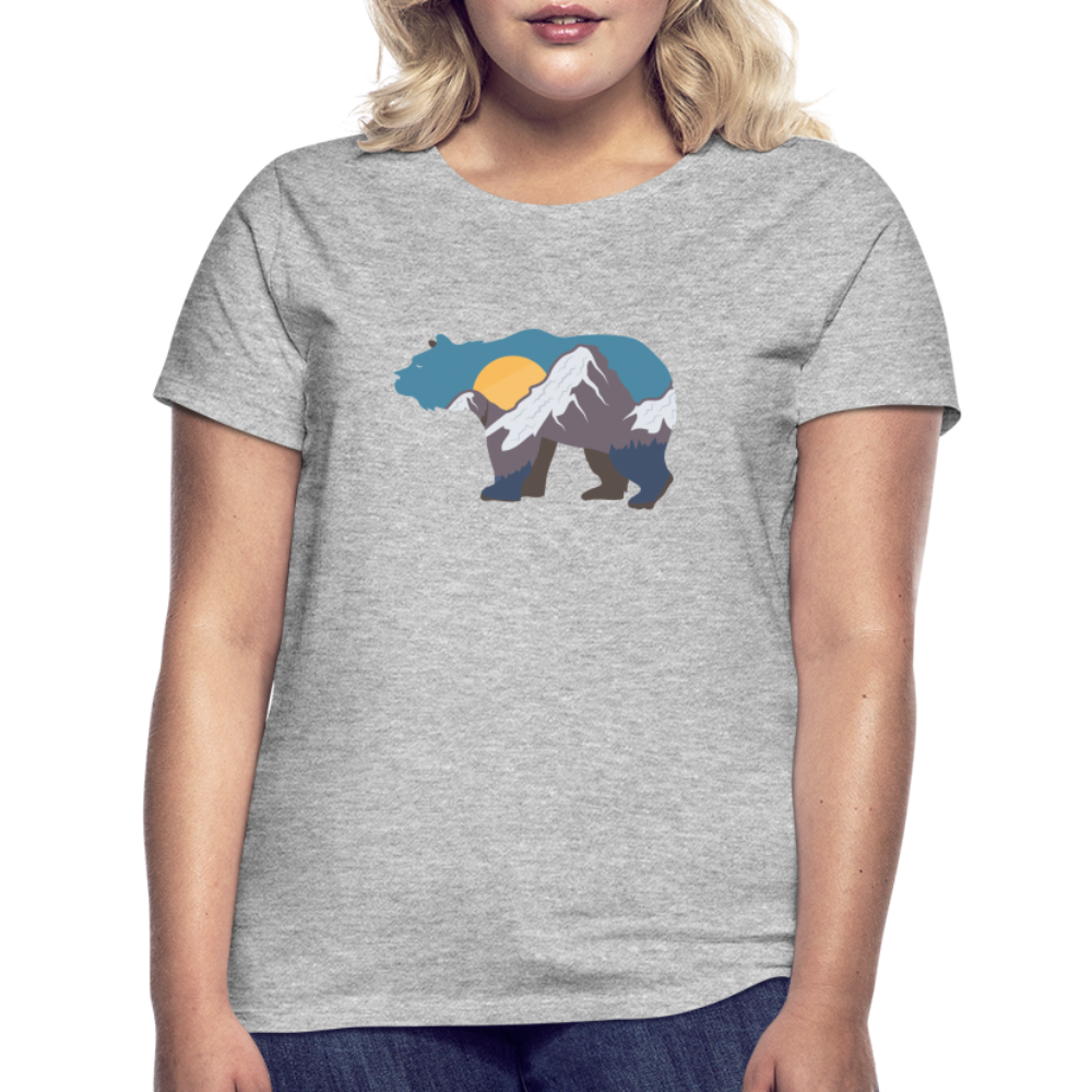 Bär Berge Sonnenaufgang Natur Wandern Camping Frauen T-Shirt - Grau meliert