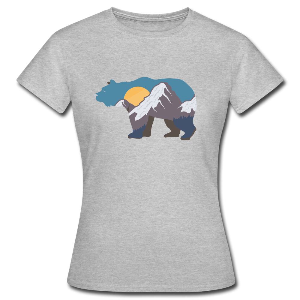 Bär Berge Sonnenaufgang Natur Wandern Camping Frauen T-Shirt - Grau meliert