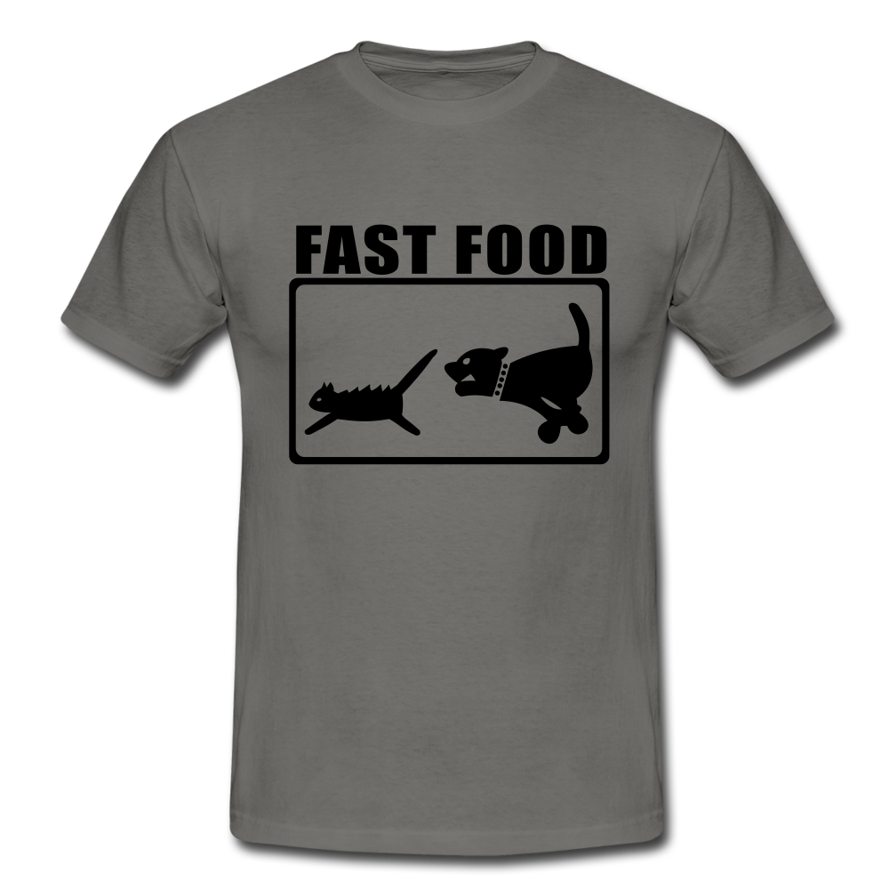 Hund Jagt Katze Fast Food Lustiges T-Shirt - Graphit