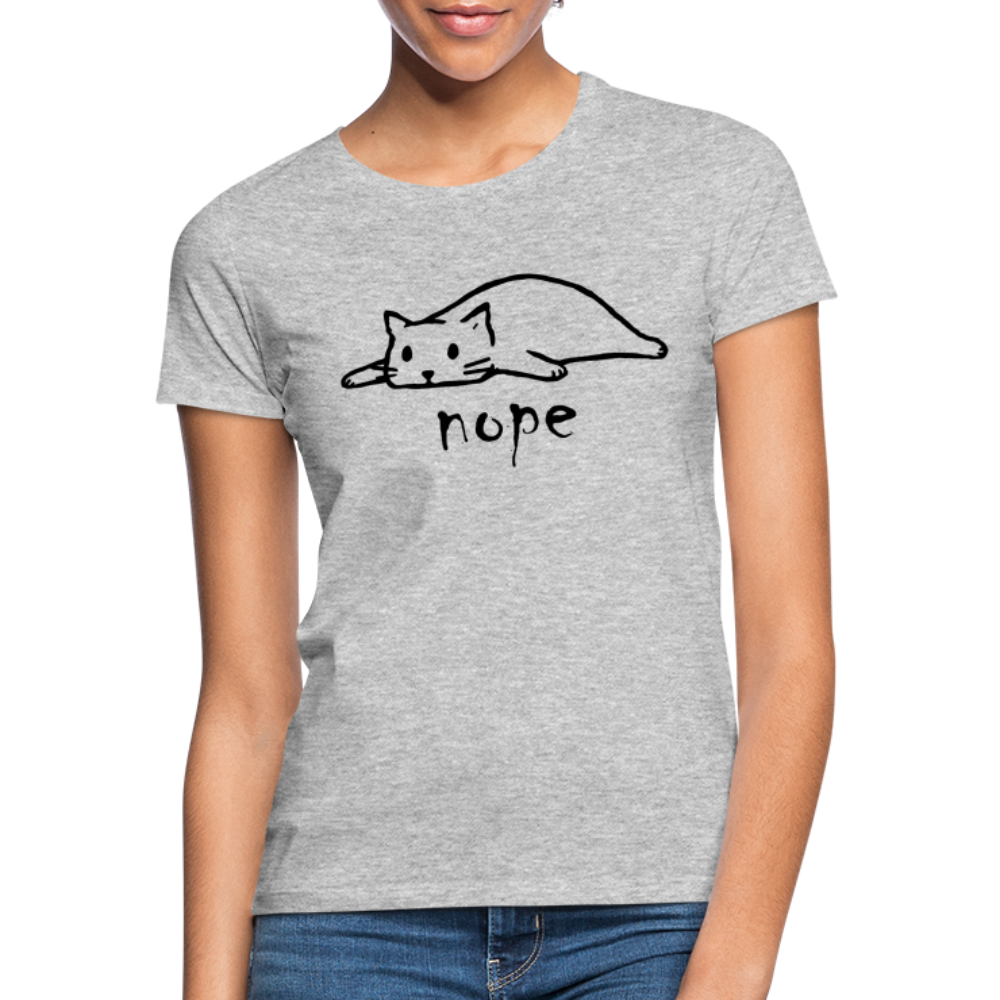 Faule Katze NOPE Lustiges Frauen T-Shirt Geschenk Katzenliebhaber - Grau meliert