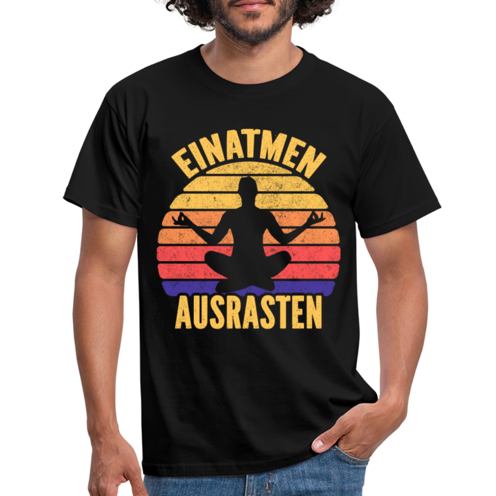 Yoga Geschenk T-Shirt Einatmen Ausrasen Lusig - Schwarz
