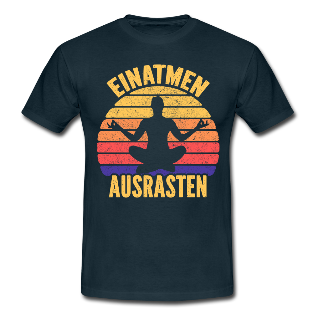 Yoga Geschenk T-Shirt Einatmen Ausrasen Lusig - Navy