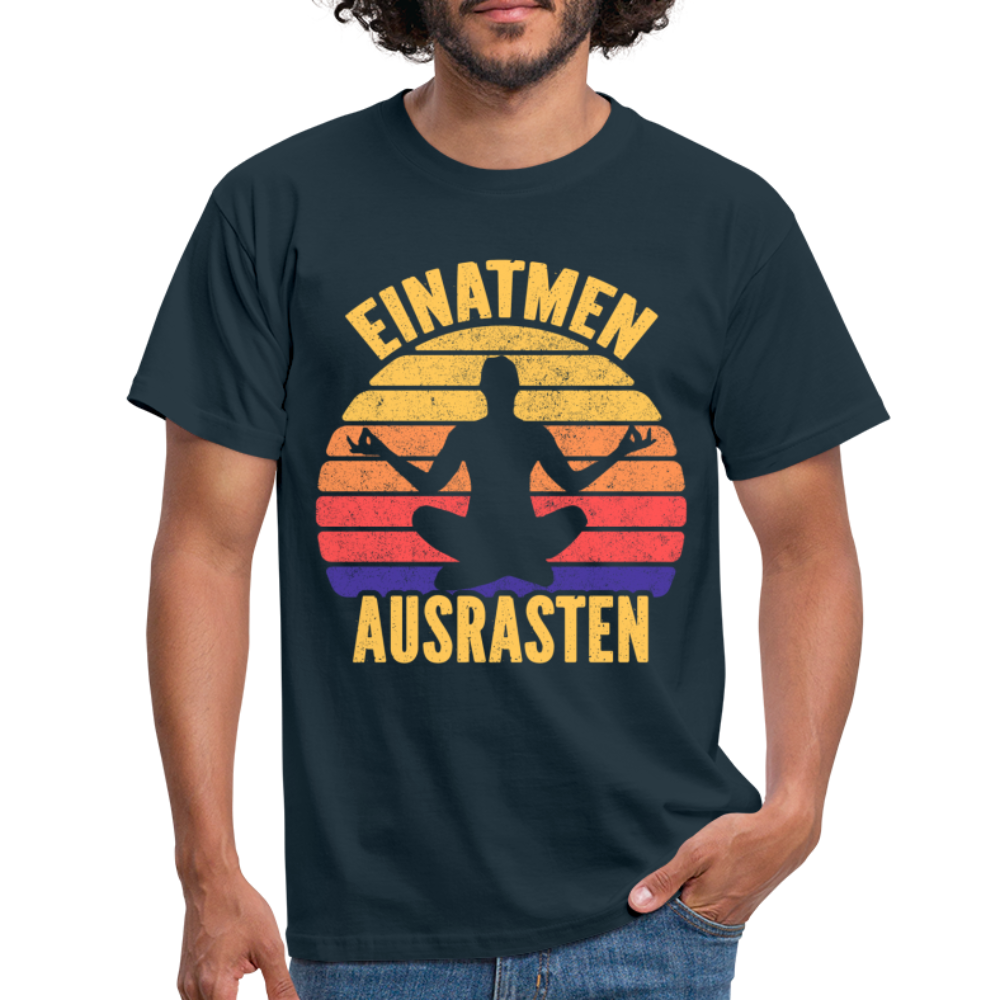 Yoga Geschenk T-Shirt Einatmen Ausrasen Lusig - Navy