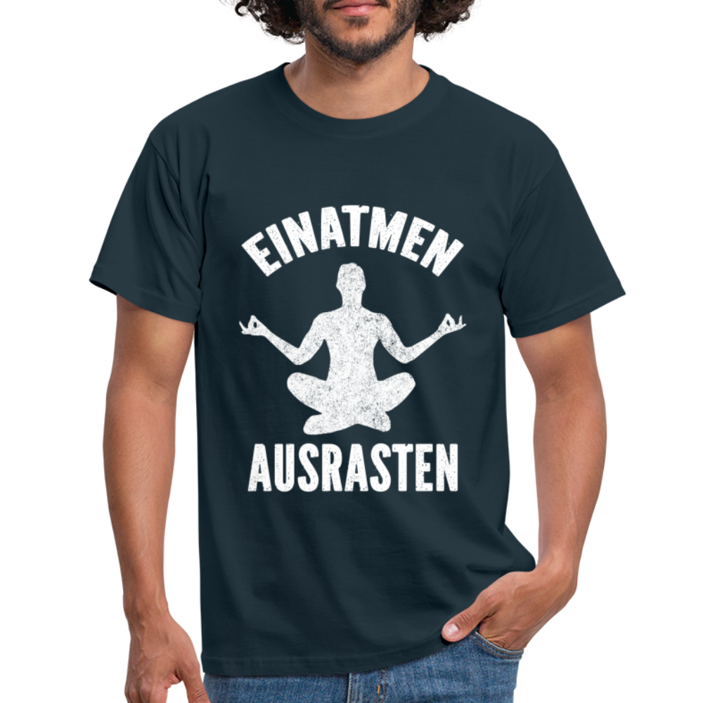 Yoga Geschenk Einatmen Ausrasen Lustige T-Shirt - Navy