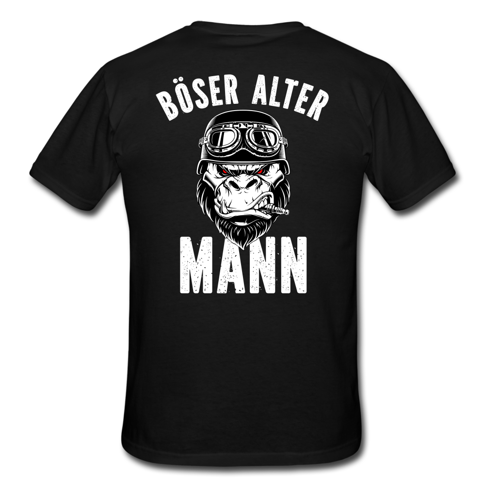 Biker zorniger Gorilla Böser alter Mann Geschenkidee T-Shirt Rückendruck - Schwarz