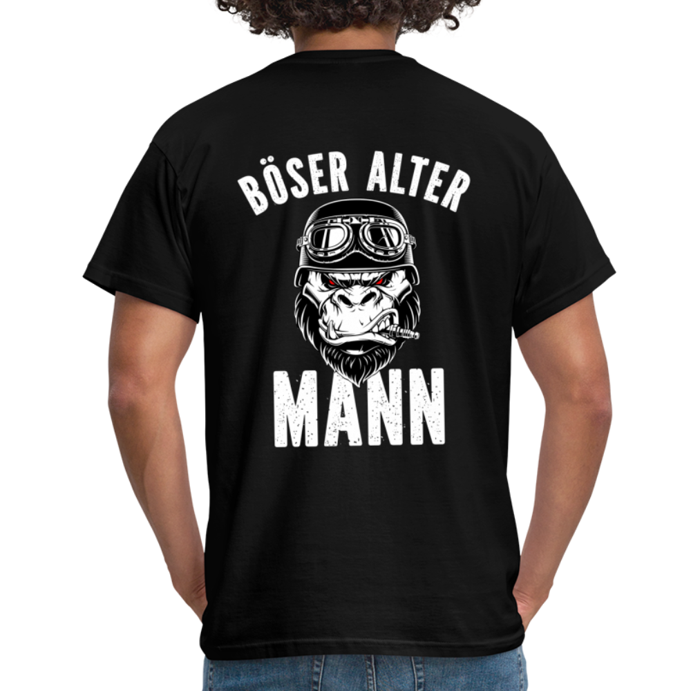 Biker zorniger Gorilla Böser alter Mann Geschenkidee T-Shirt Rückendruck - Schwarz