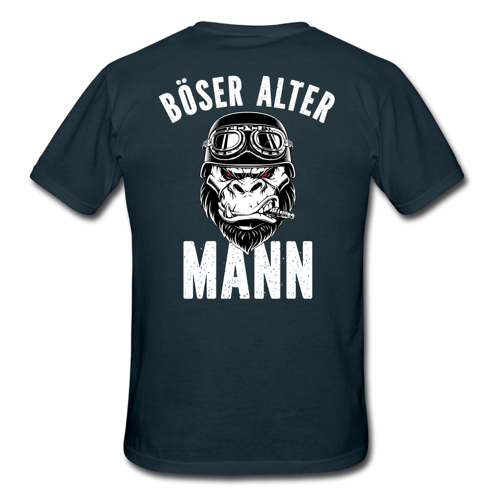 Biker zorniger Gorilla Böser alter Mann Geschenkidee T-Shirt Rückendruck - Navy