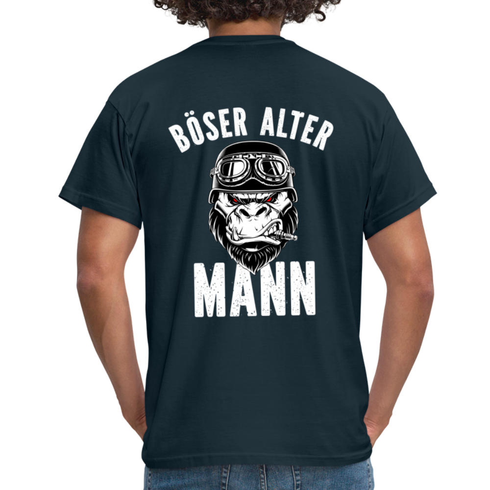 Biker zorniger Gorilla Böser alter Mann Geschenkidee T-Shirt Rückendruck - Navy