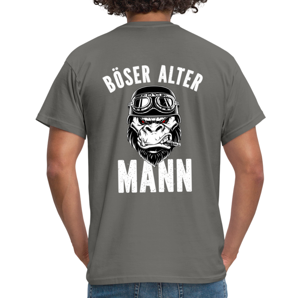 Biker zorniger Gorilla Böser alter Mann Geschenkidee T-Shirt Rückendruck - Graphit