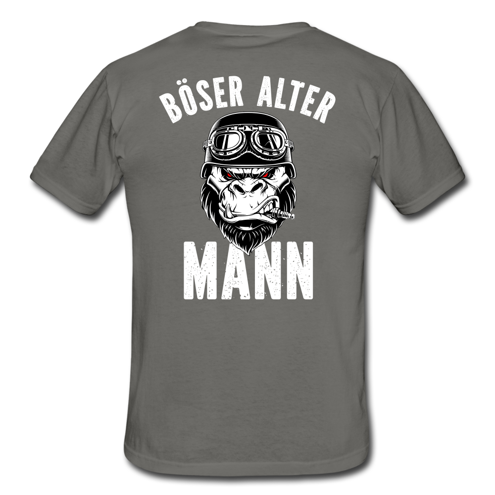 Biker zorniger Gorilla Böser alter Mann Geschenkidee T-Shirt Rückendruck - Graphit