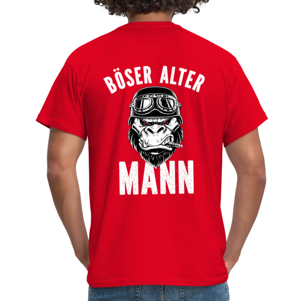 Biker zorniger Gorilla Böser alter Mann Geschenkidee T-Shirt Rückendruck - Rot