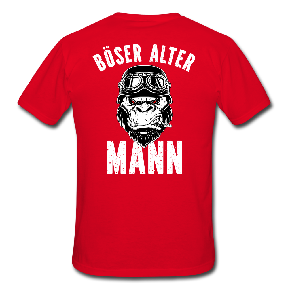 Biker zorniger Gorilla Böser alter Mann Geschenkidee T-Shirt Rückendruck - Rot