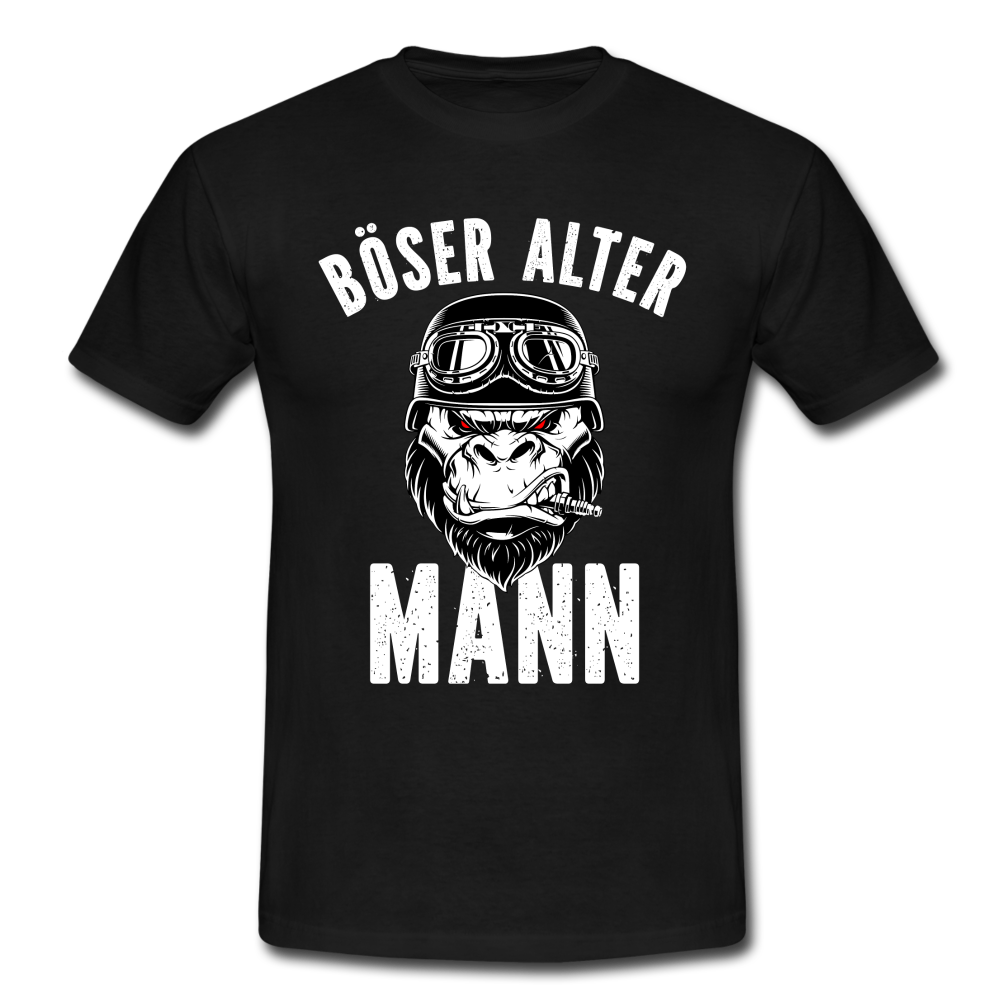 Biker zorniger Gorilla Böser alter Mann Geschenkidee T-Shirt - Schwarz