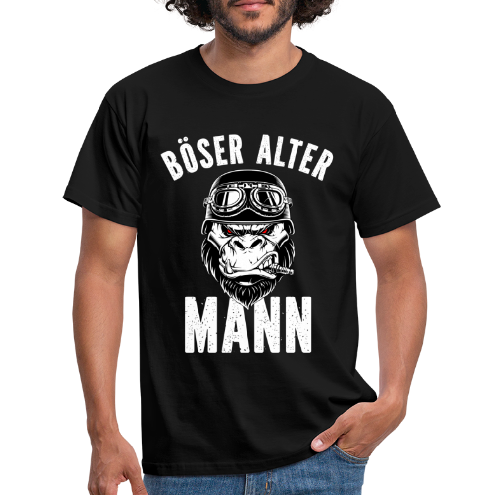 Biker zorniger Gorilla Böser alter Mann Geschenkidee T-Shirt - Schwarz