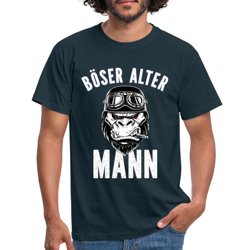 Biker zorniger Gorilla Böser alter Mann Geschenkidee T-Shirt - Navy