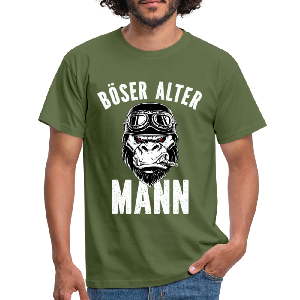 Biker zorniger Gorilla Böser alter Mann Geschenkidee T-Shirt - Militärgrün